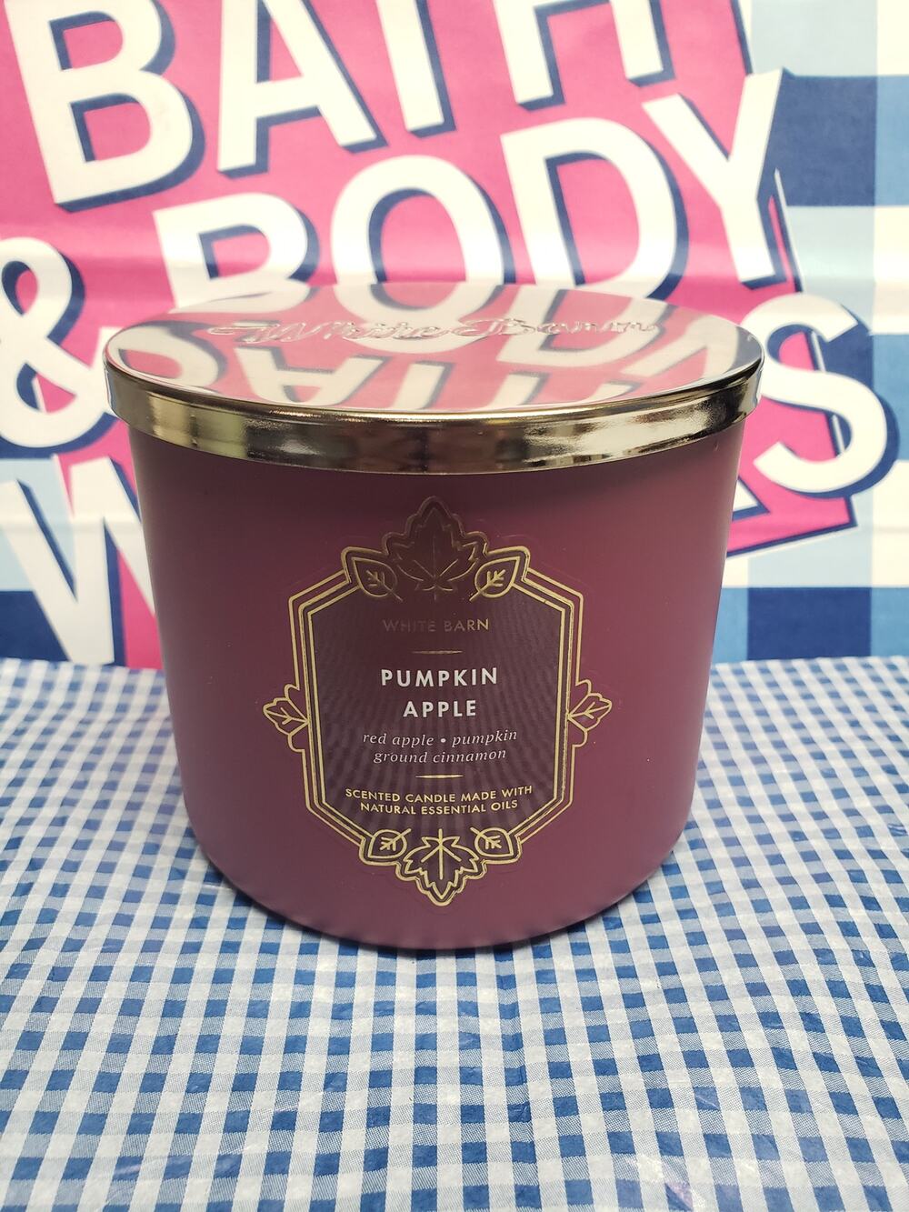 BBW White Barn Pumpkin Apple Fall Festive Large 3 Wick Candle Home Decor